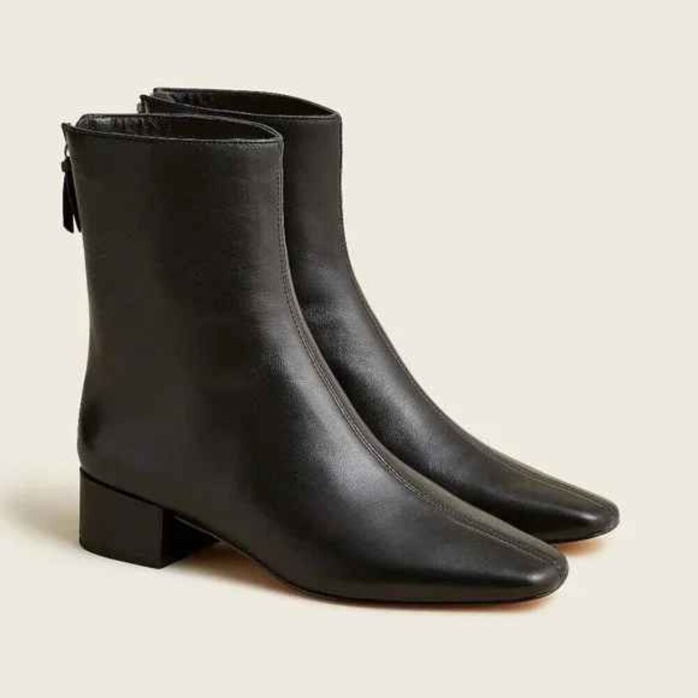 J. Crew Roxie center seam ankle boots leather BA736 Black Size 11